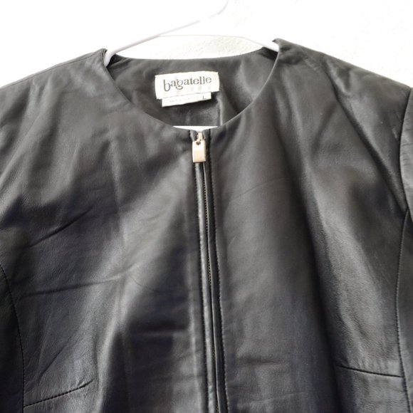 Bagatelle Black Leather Jacket Size Large Full Zip - Picture 6 of 14